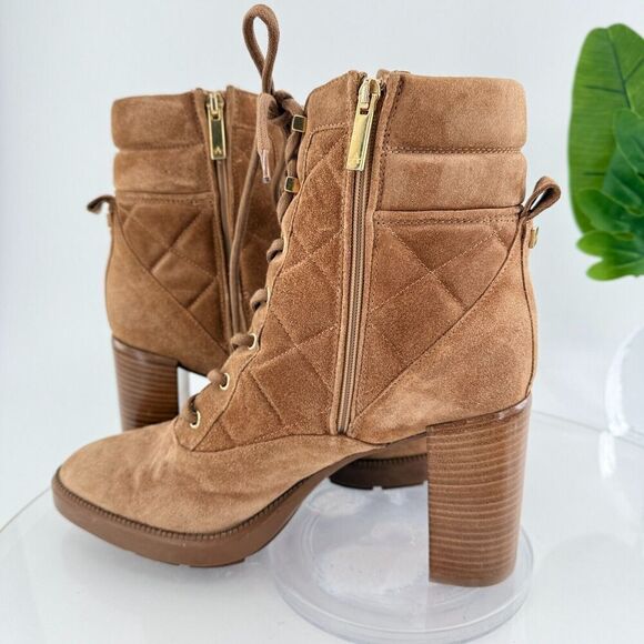 Aquatalia Iole Quilted Suede Lace-Up Booties Women 10.5 Brown Weatherproof Boots - Picture 10 of 16